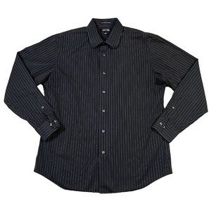 APT. 9 Shirt Men's Long Sleeve Striped Button Up Collared Black Gray Large